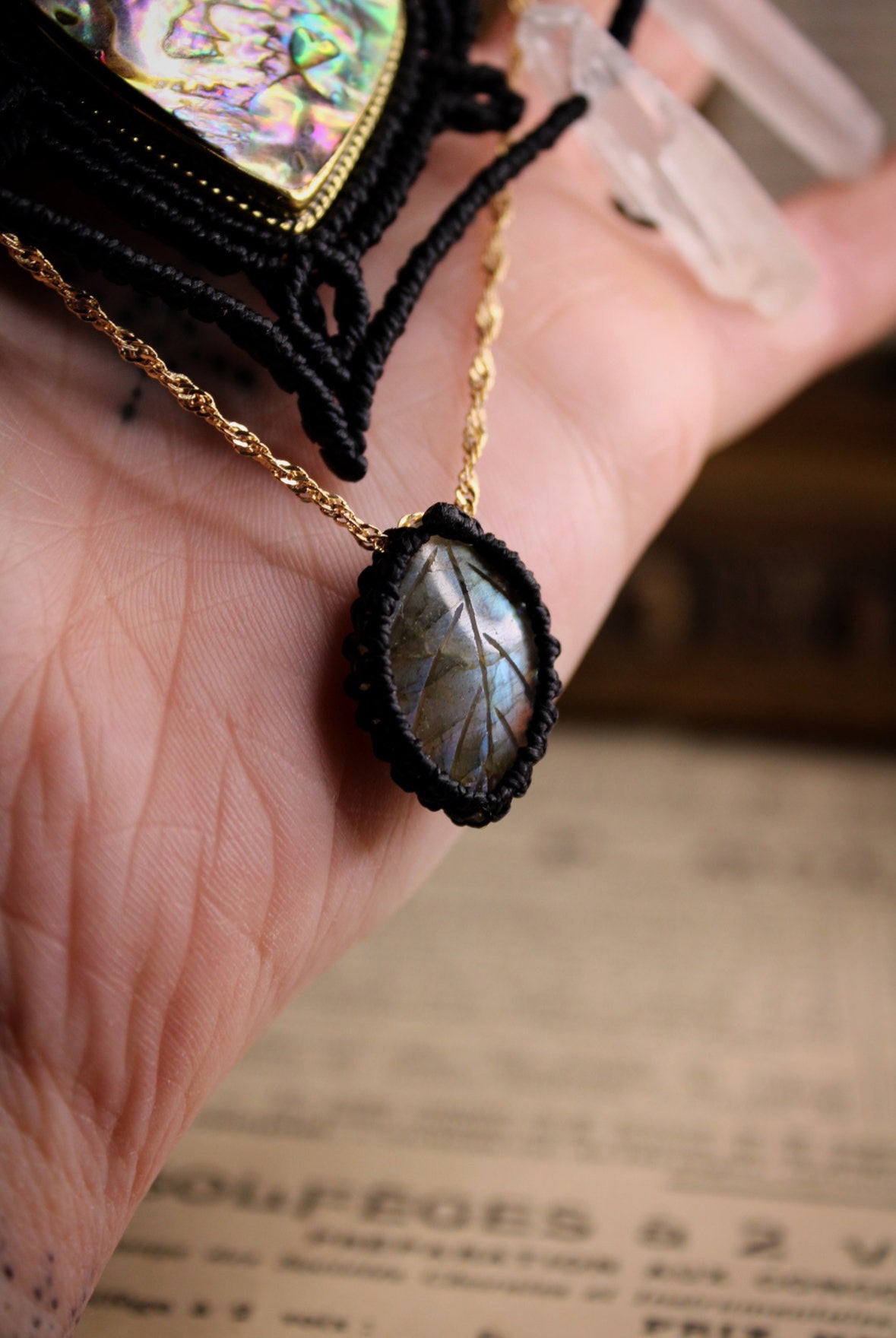 Idylle 🌿 - Abalone, Labradorite, Cristaux de roche